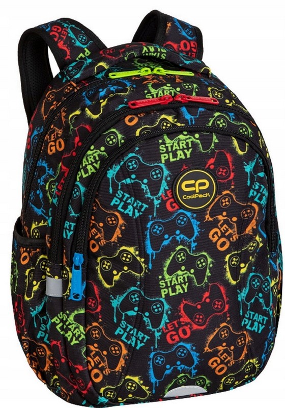 CoolPack viackomorový školský batoh čierny, Odtiene modrej, Odtiene žltej a zlatej, Multicolor 21 l